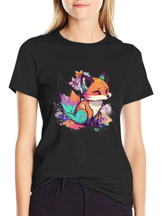 Fox Art Graphic Tee - Black