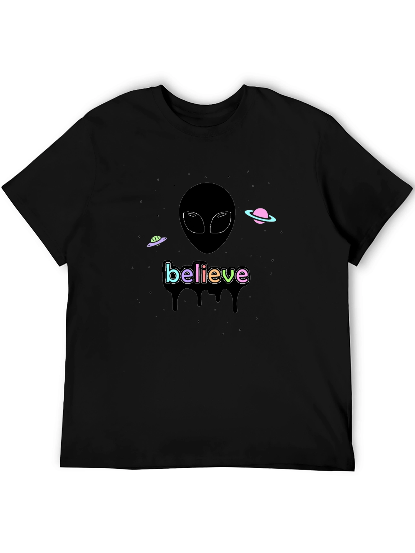 Believe Alien Graphic T-Shirt - Black