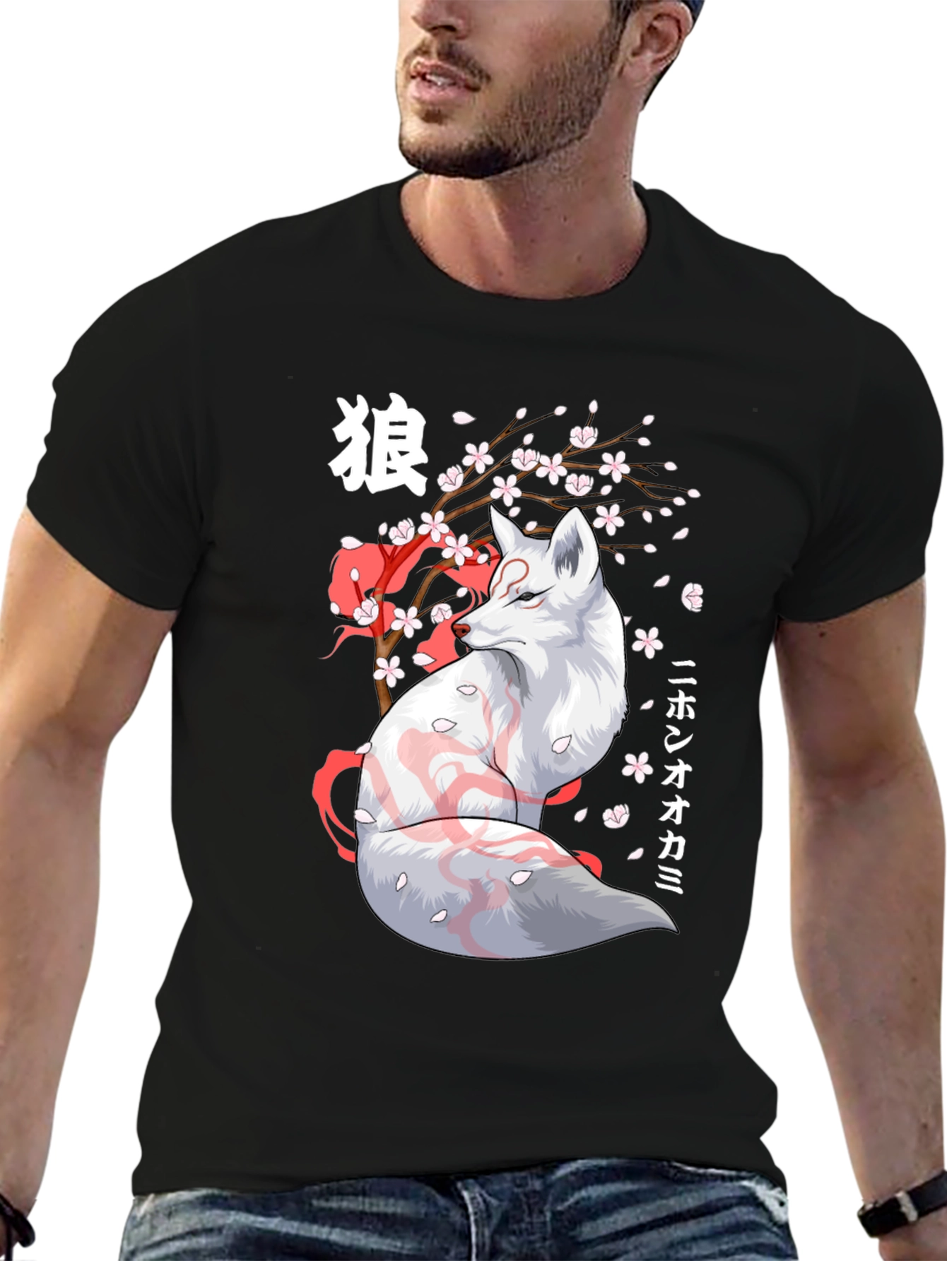 Anime Fox Graphic Tee - Japanese Style