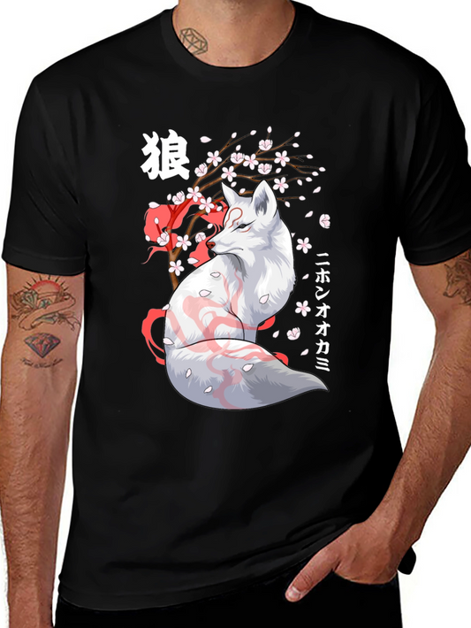 Anime Fox Graphic Tee - Japanese Style