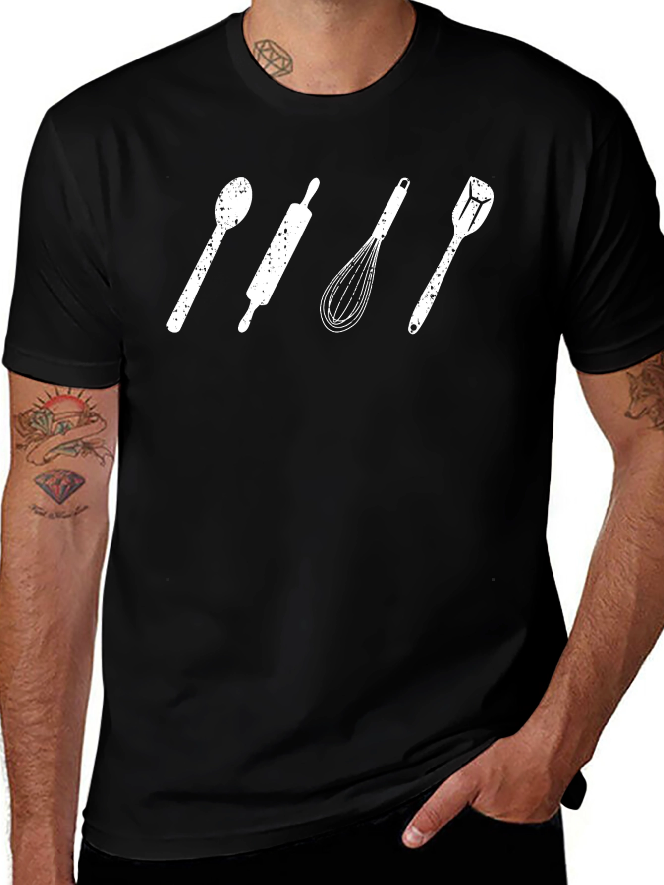 Baking Utensils Graphic Black T-Shirt