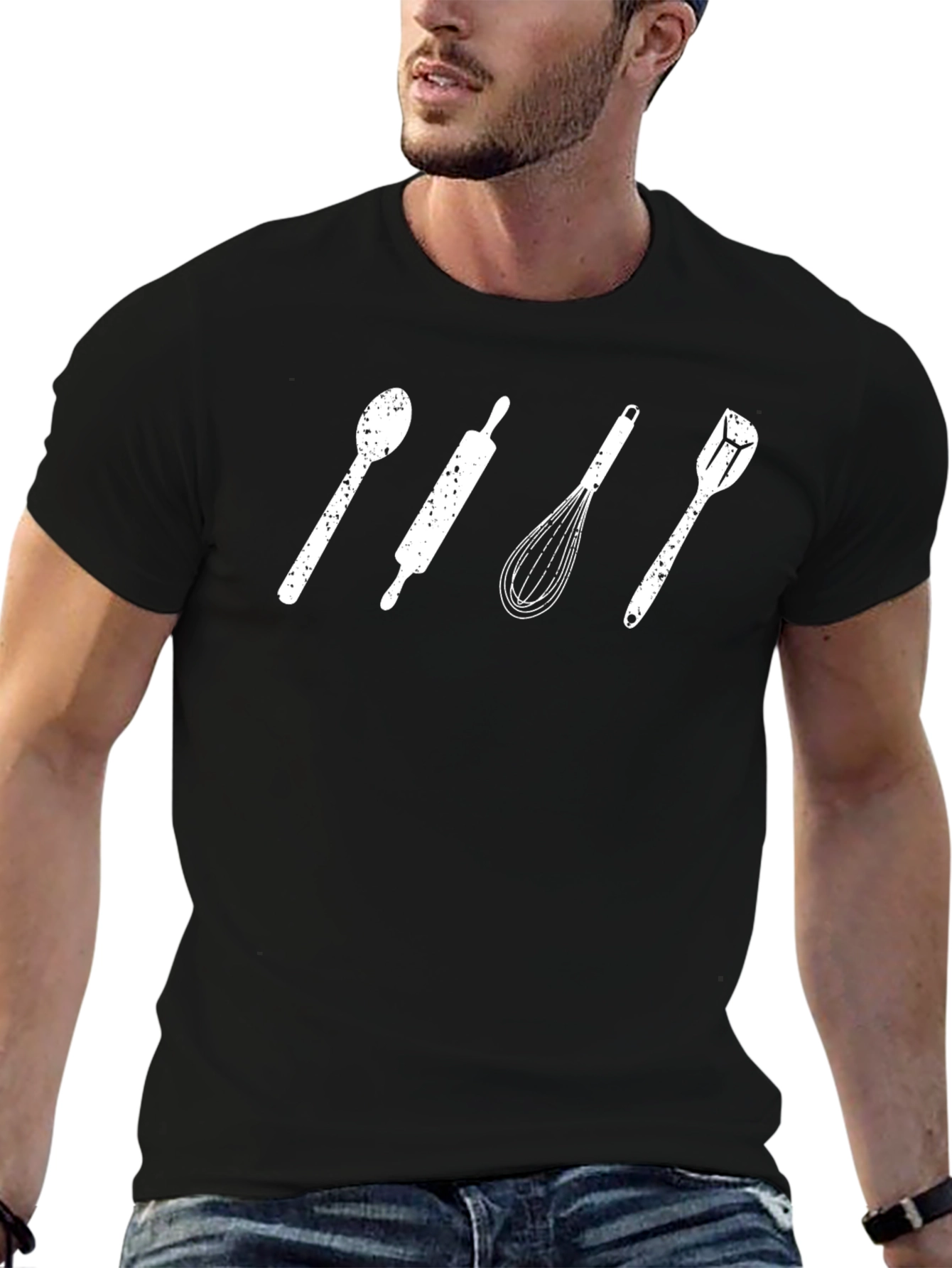 Baking Utensils Graphic Black T-Shirt