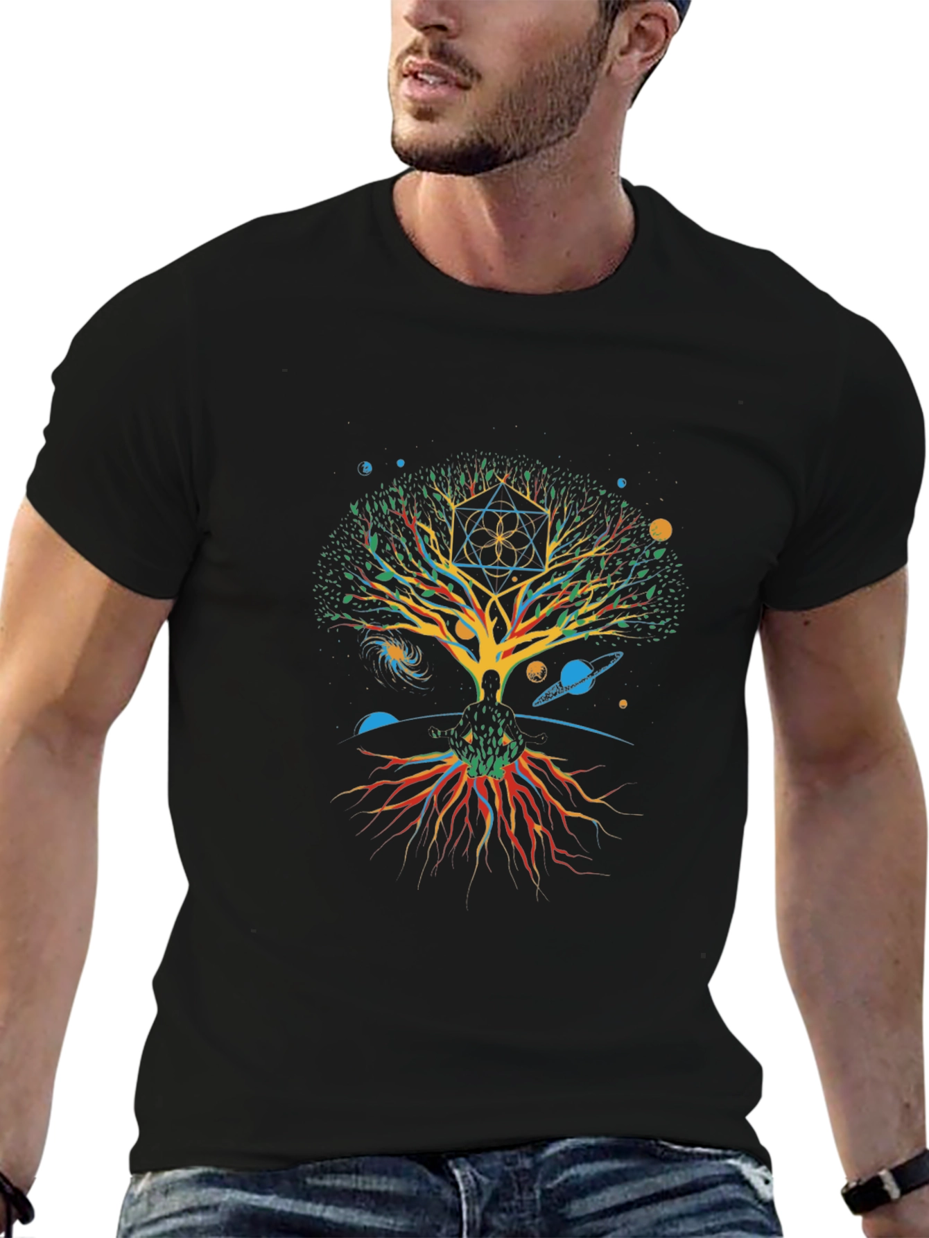 Tree of Life Metatrons Cube Graphic Tee