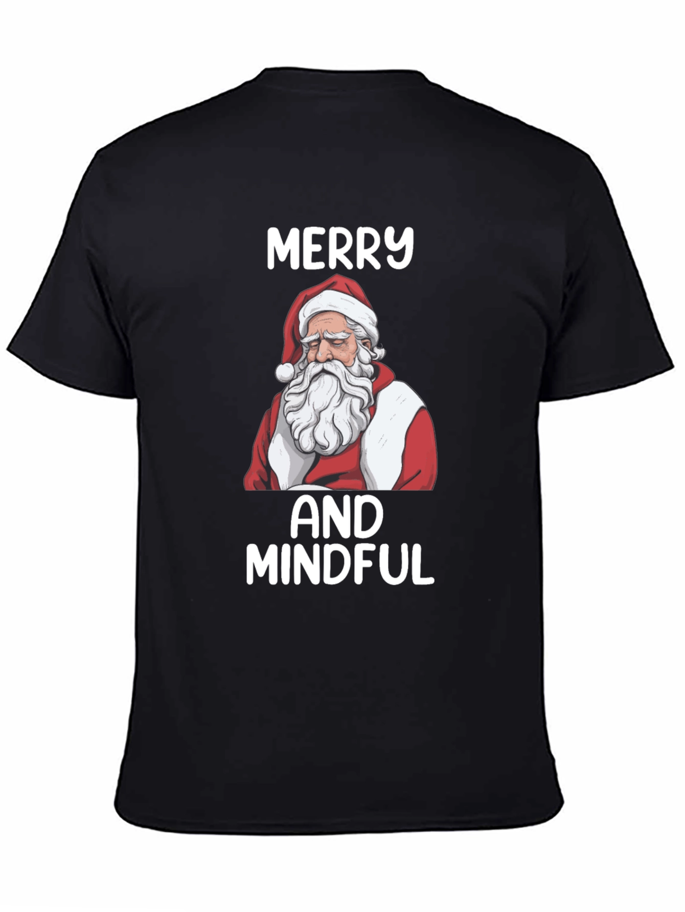 Merry and Mindful Santa T-Shirt - Black