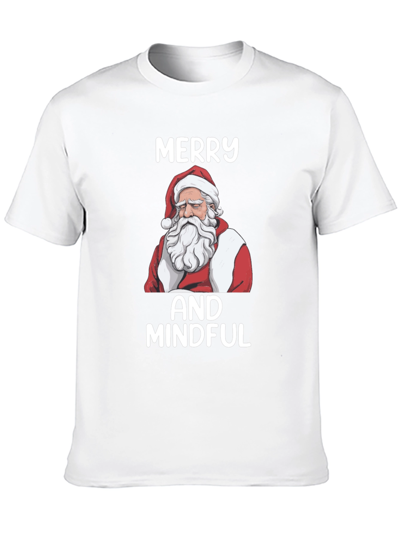 Merry and Mindful Santa T-Shirt - Black