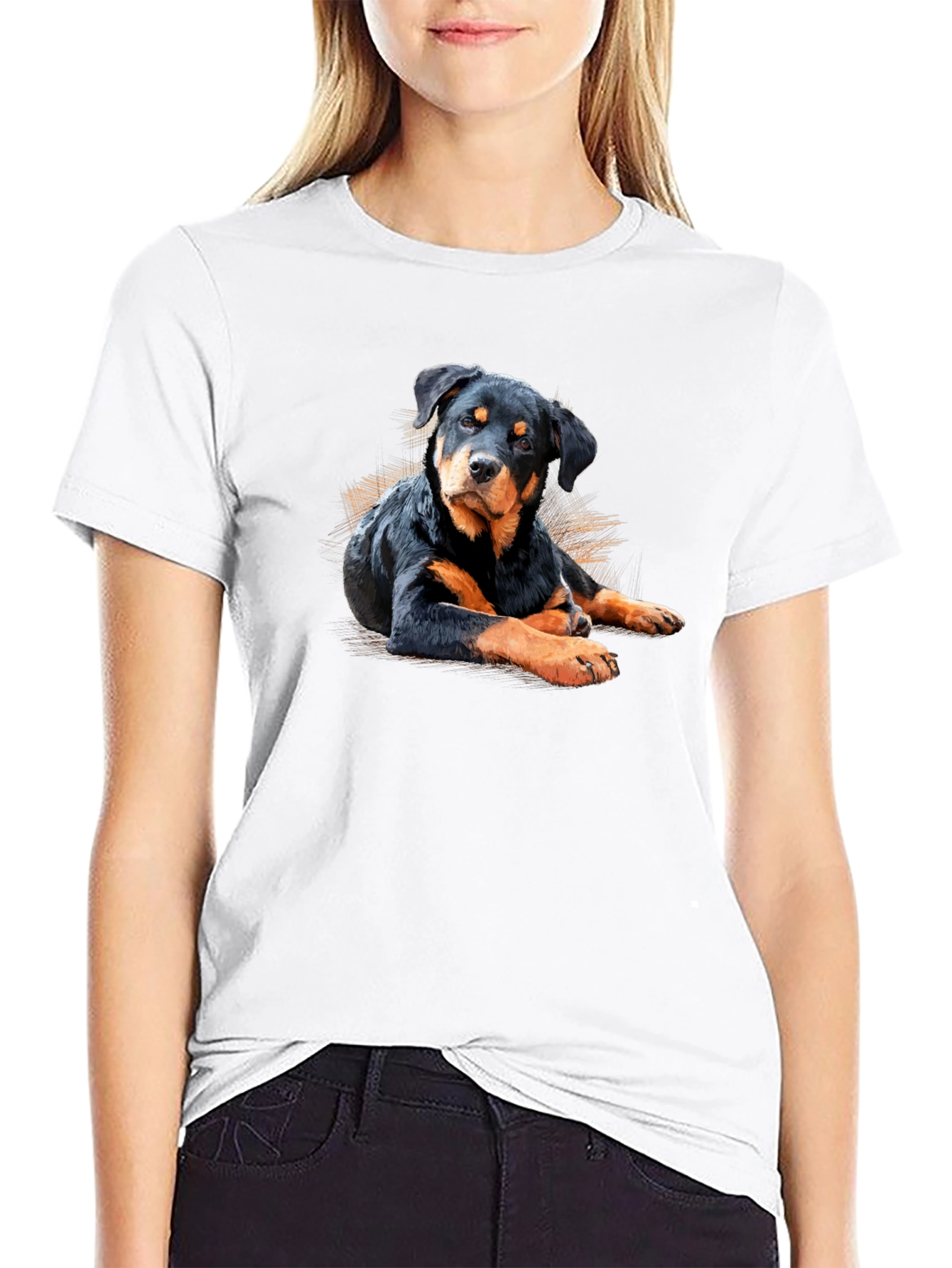 Rottweiler Dog Graphic Black T-Shirt