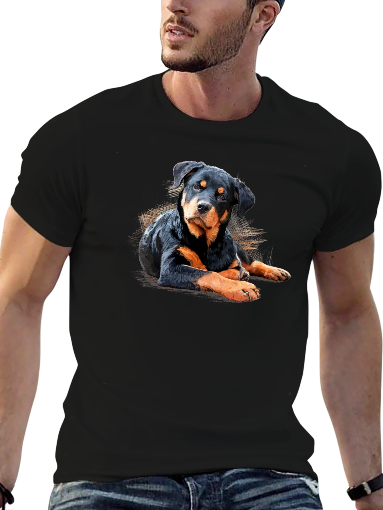 Rottweiler Dog Graphic Black T-Shirt