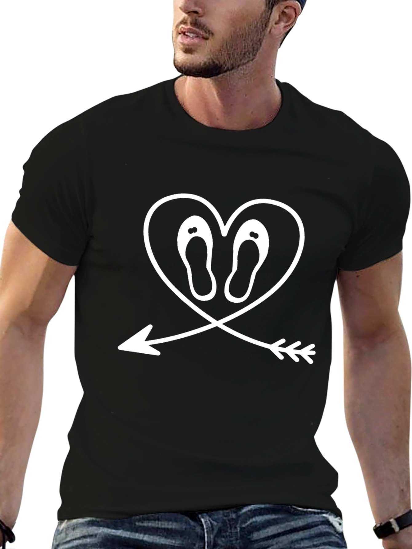 Heart & Arrow Sandals Graphic Tee - Black