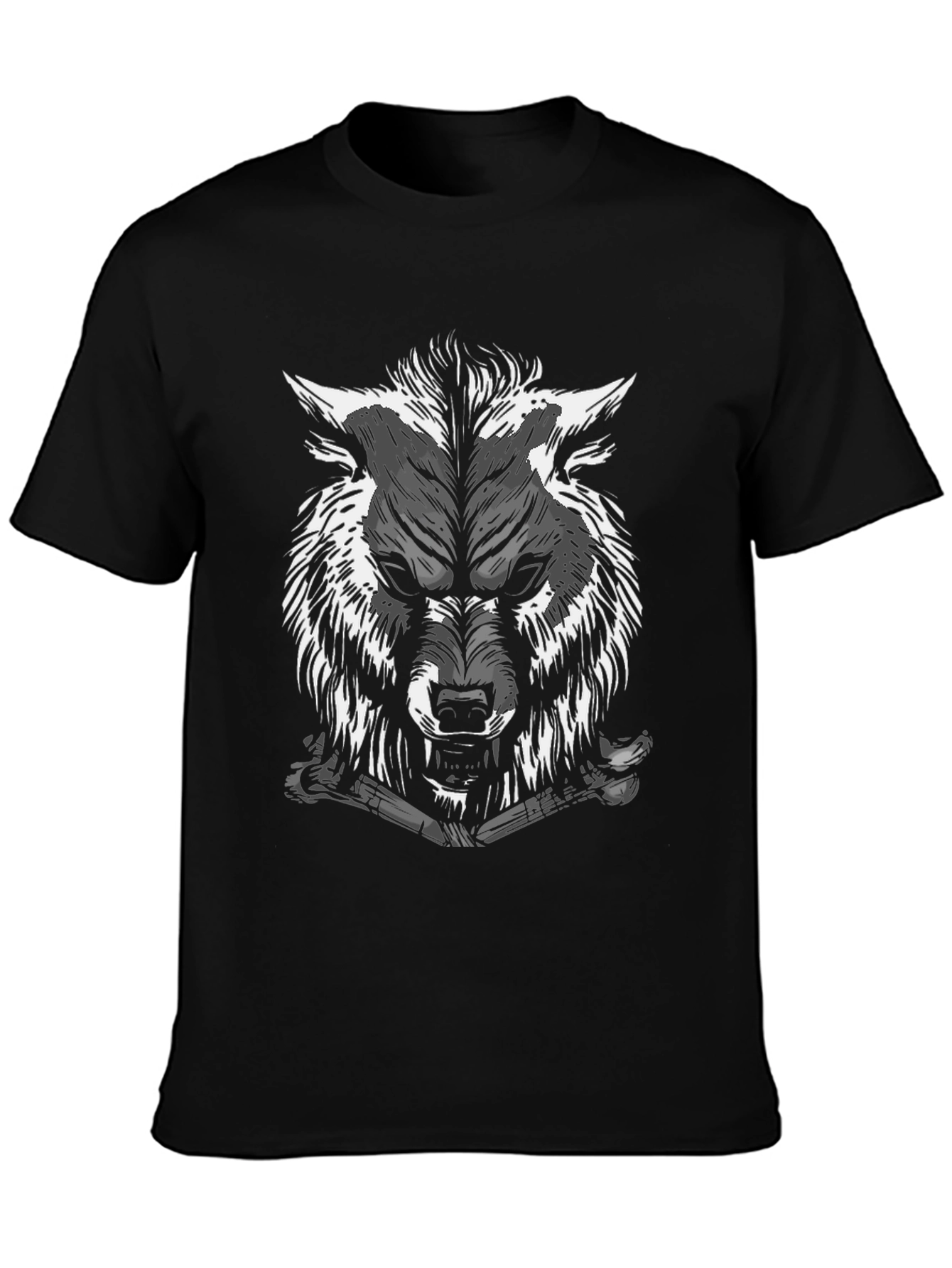 Mens Black Wolf Graphic Tee