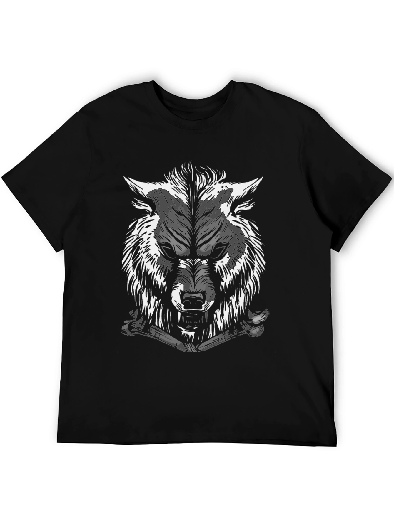Mens Black Wolf Graphic Tee