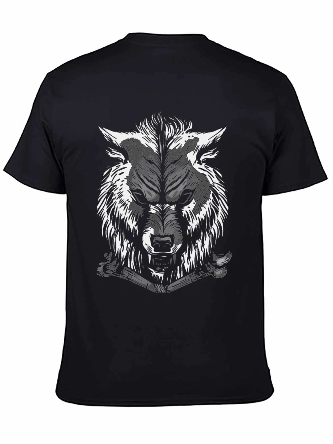Mens Black Wolf Graphic Tee