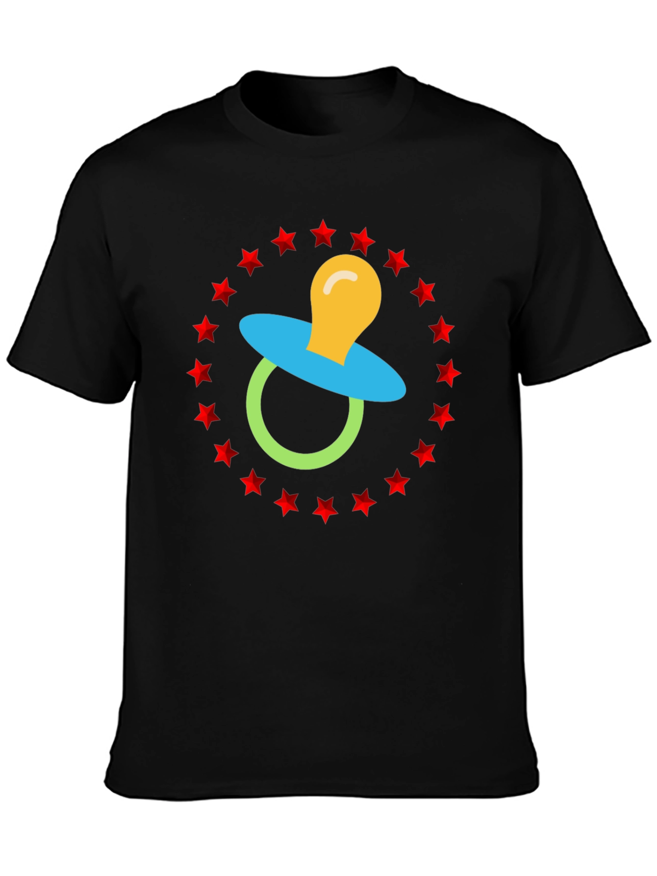 Baby Pacifier Star Circle Black Graphic Tee