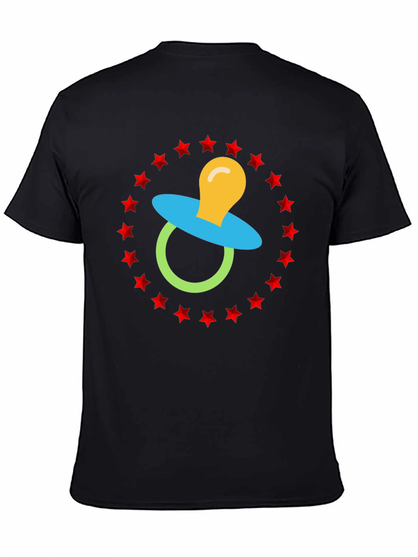 Baby Pacifier Star Circle Black Graphic Tee