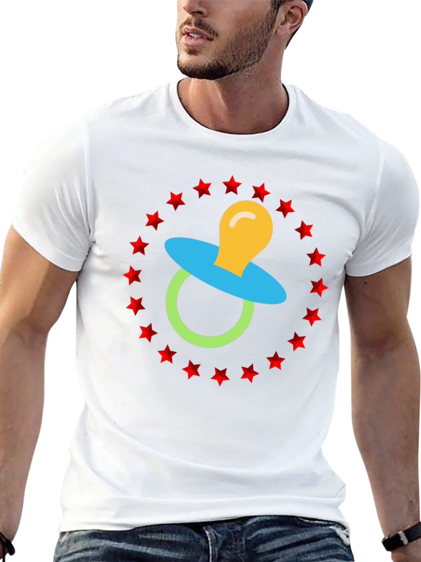Baby Pacifier Star Circle Black Graphic Tee
