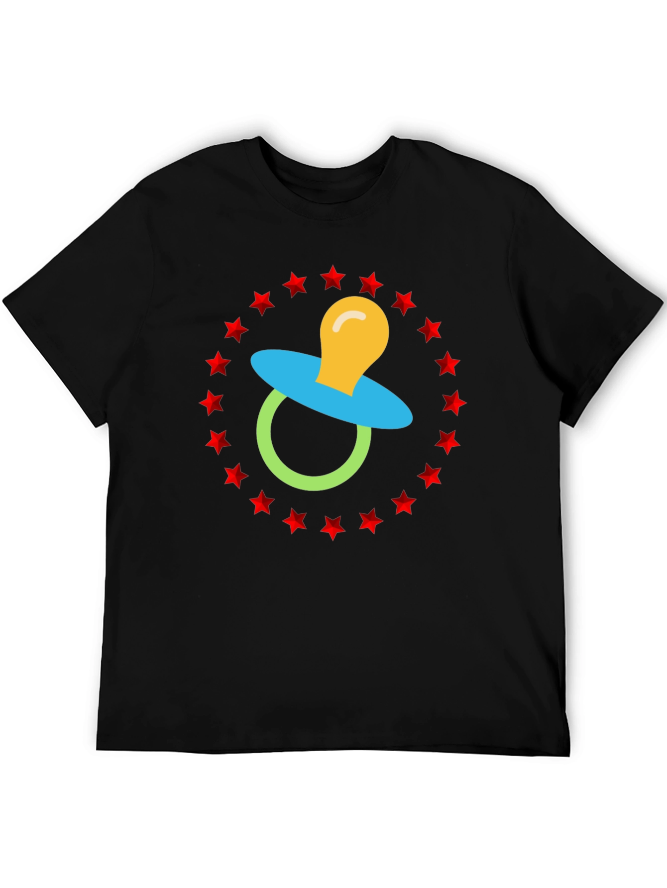 Baby Pacifier Star Circle Black Graphic Tee