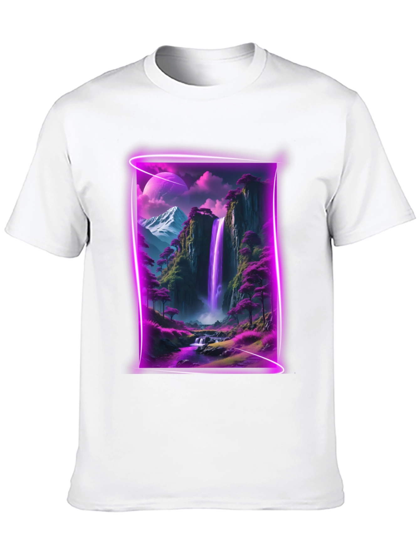 Neon Waterfall T-Shirt - Black Graphic Tee