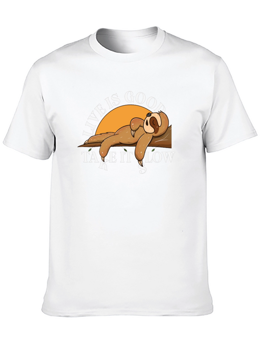 Relaxed Sloth Graphic Tee - Live is Good Take it Slow