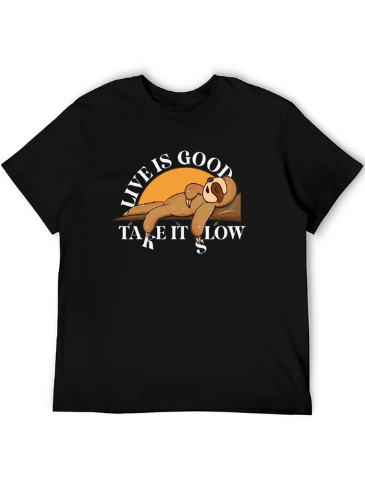 Relaxed Sloth Graphic Tee - Live is Good Take it Slow