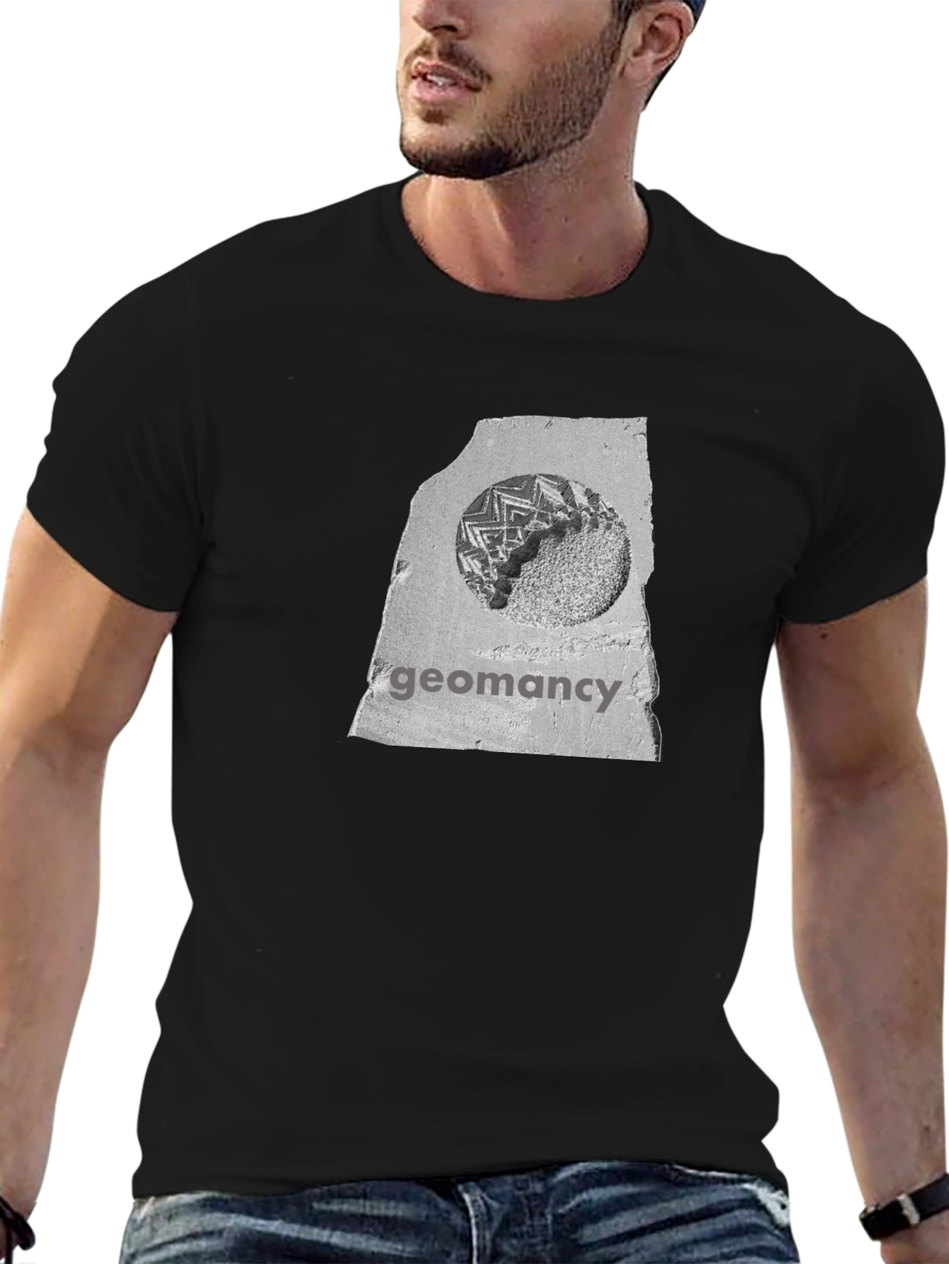 Geomancy Graphic Print Black T-Shirt