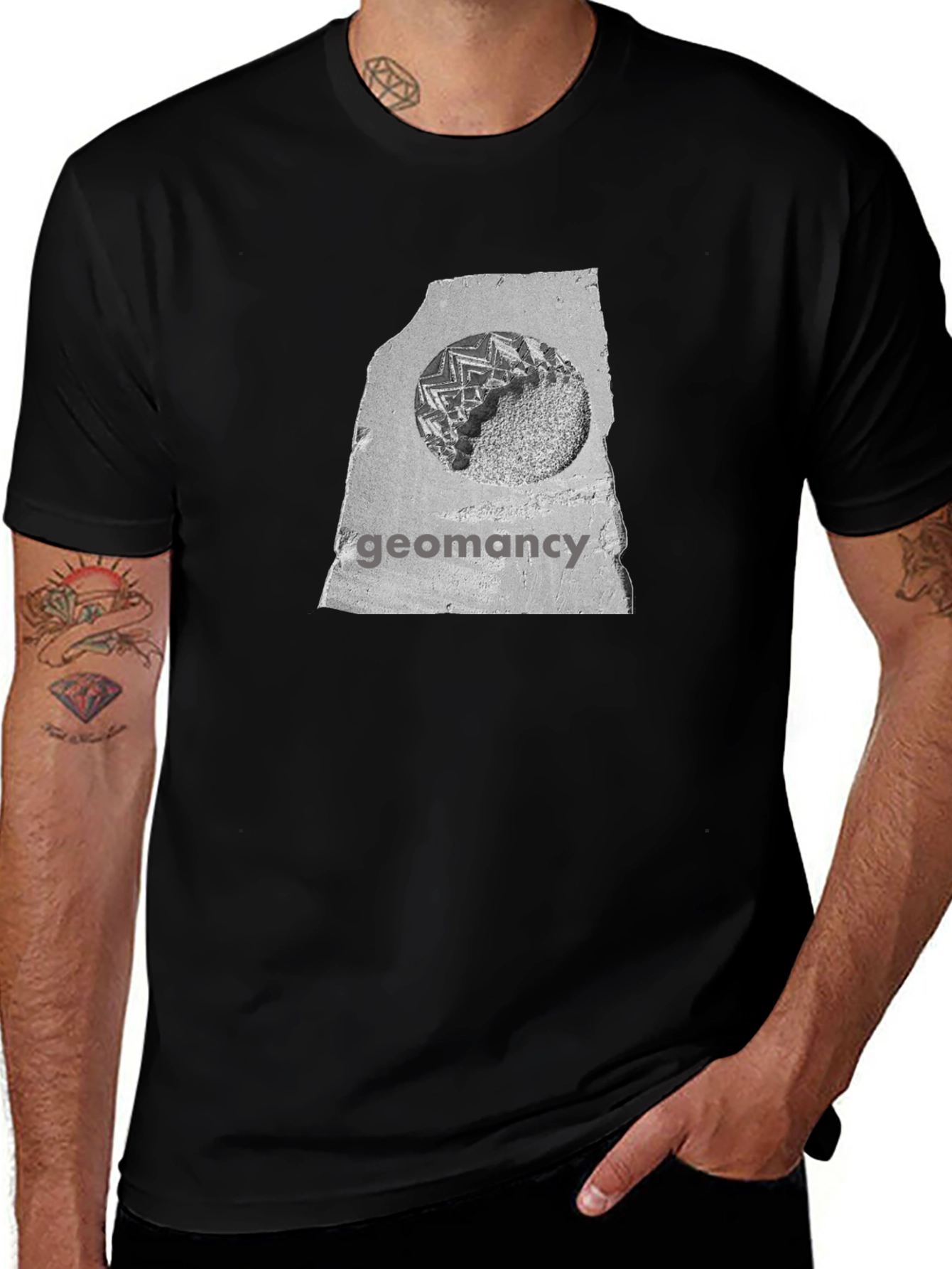 Geomancy Graphic Print Black T-Shirt