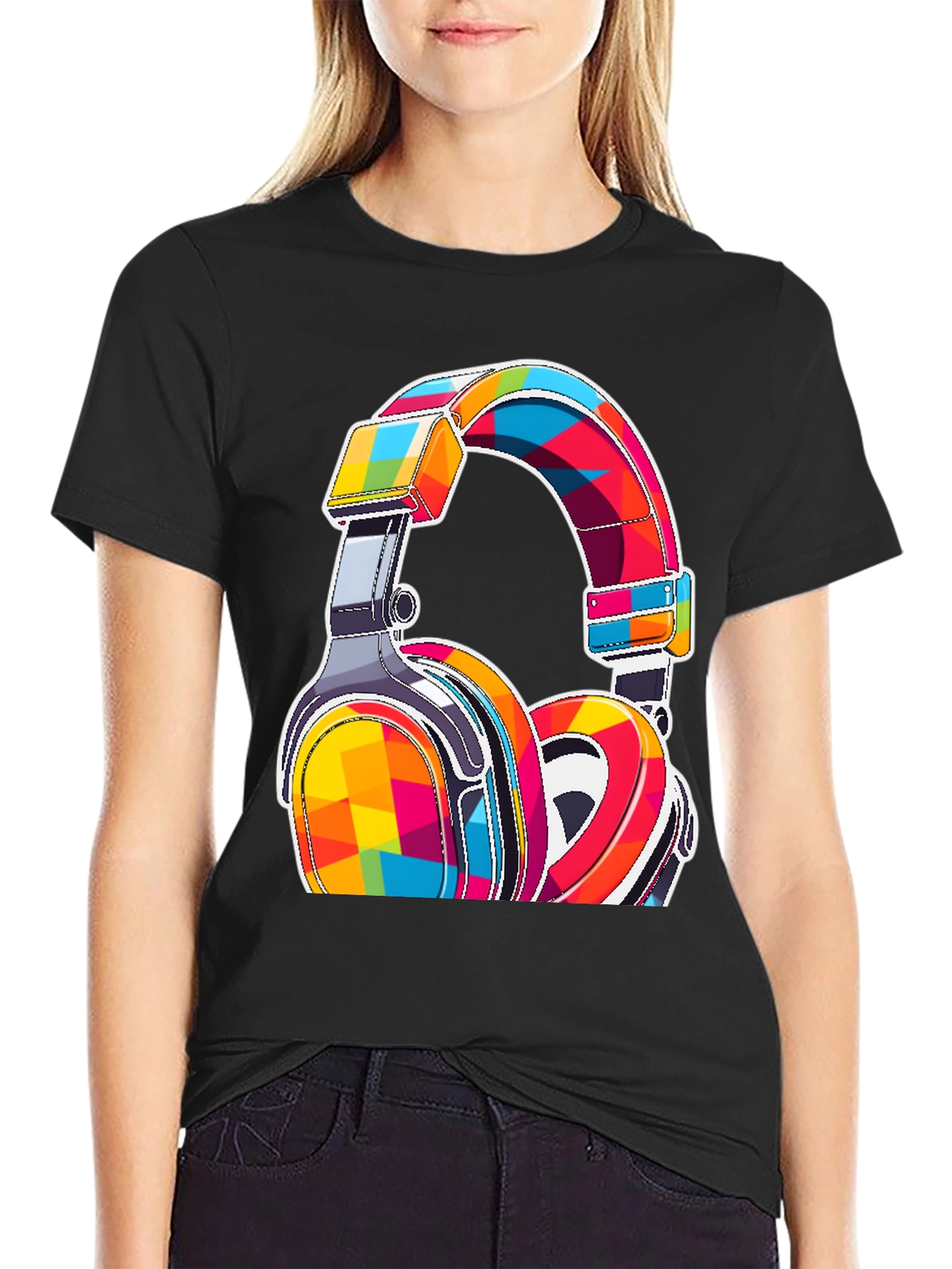 Colorful Graphic Headphones T-Shirt