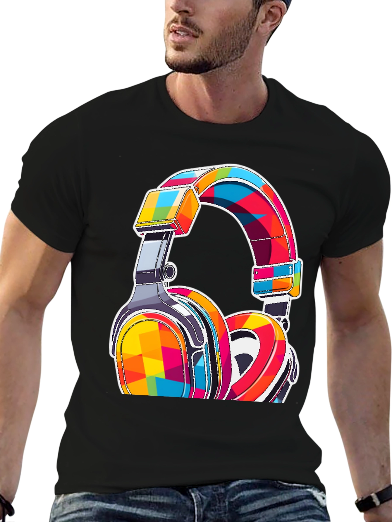 Colorful Graphic Headphones T-Shirt