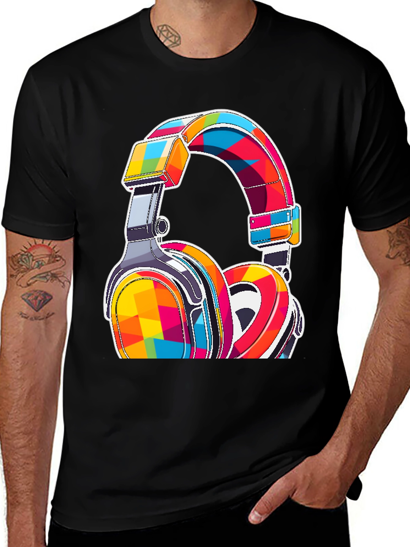 Colorful Graphic Headphones T-Shirt