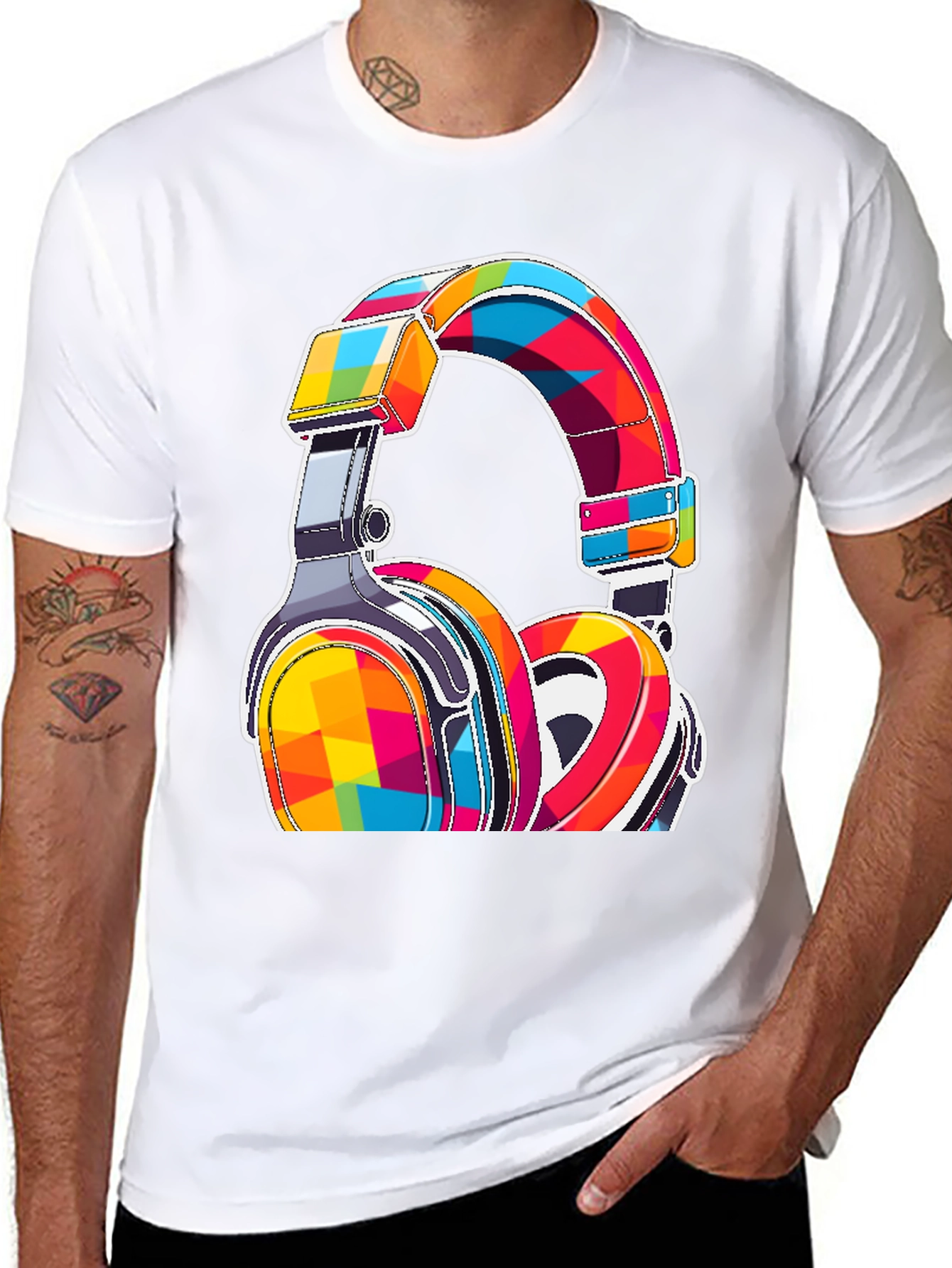 Colorful Graphic Headphones T-Shirt