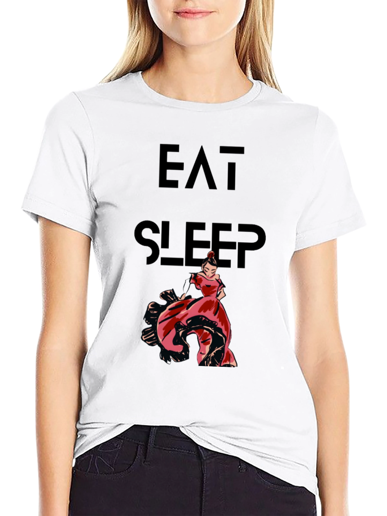 Eat Sleep Flamenco Dance T-Shirt - Black Cotton