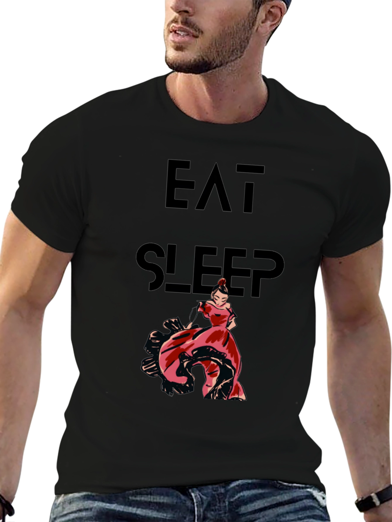Eat Sleep Flamenco Dance T-Shirt - Black Cotton