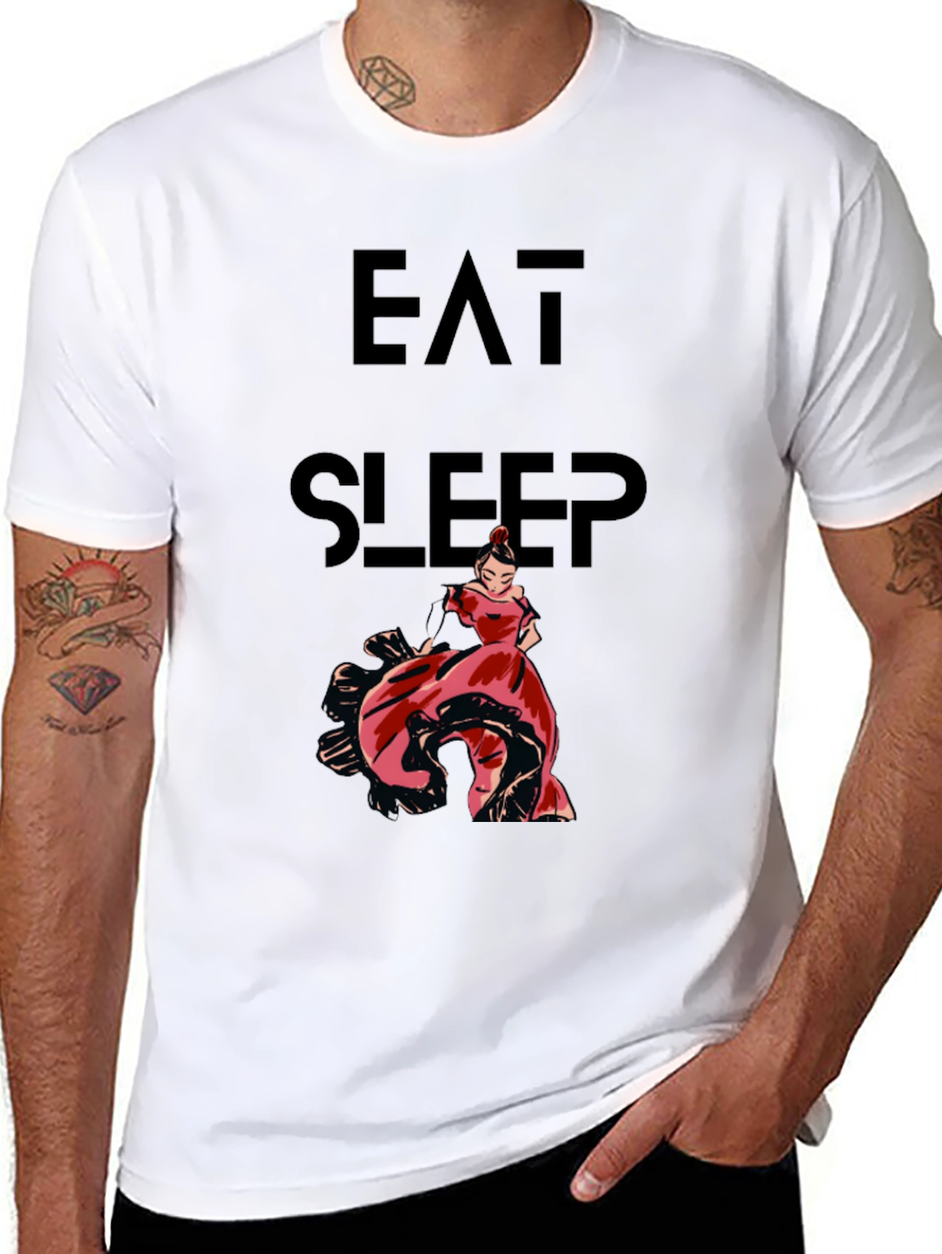 Eat Sleep Flamenco Dance T-Shirt - Black Cotton