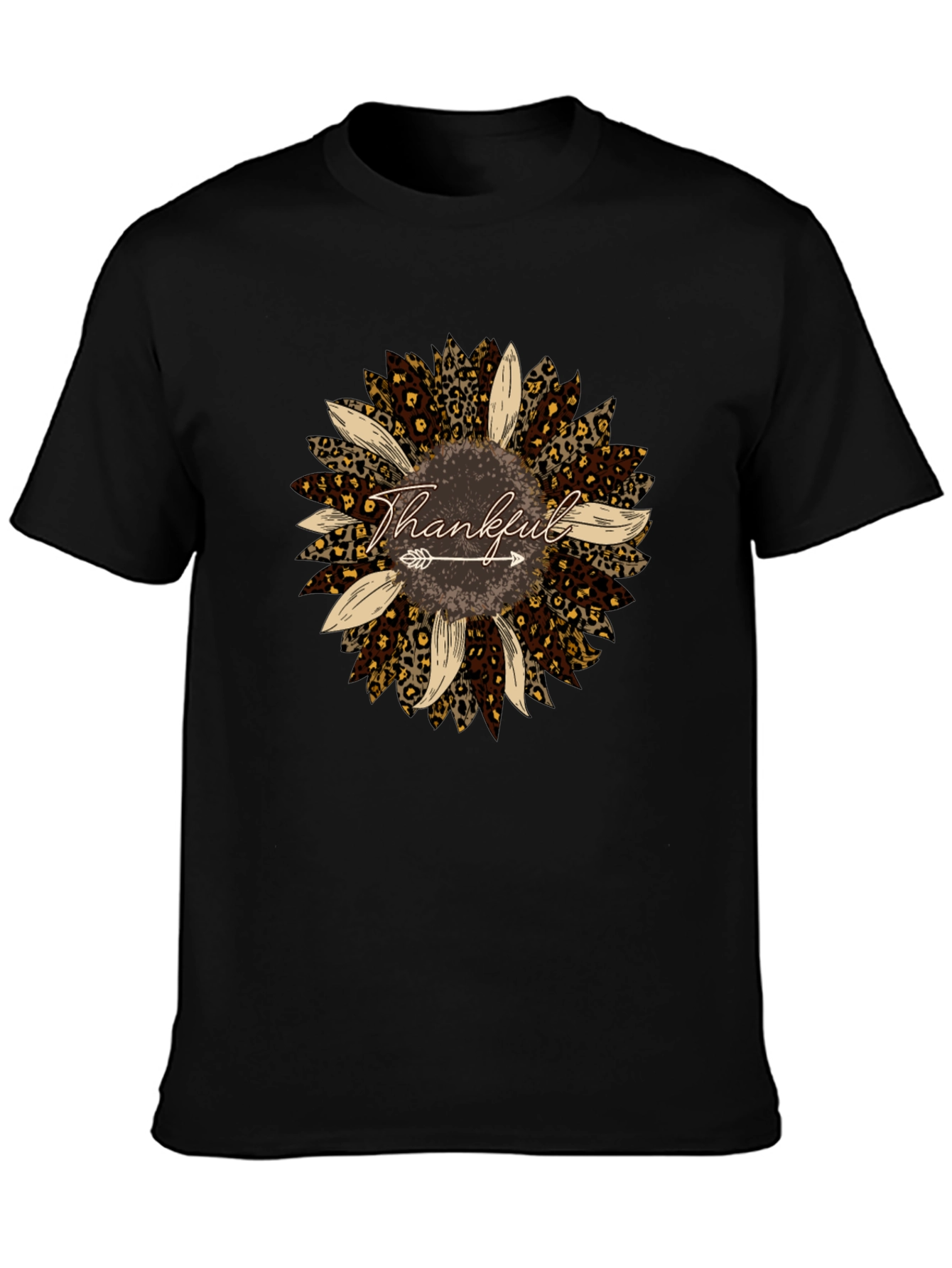 Thankful Leopard Sunflower Graphic Tee