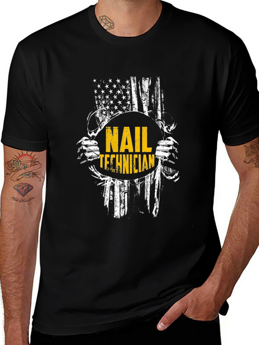 Nail Technician American Flag Graphic T-Shirt