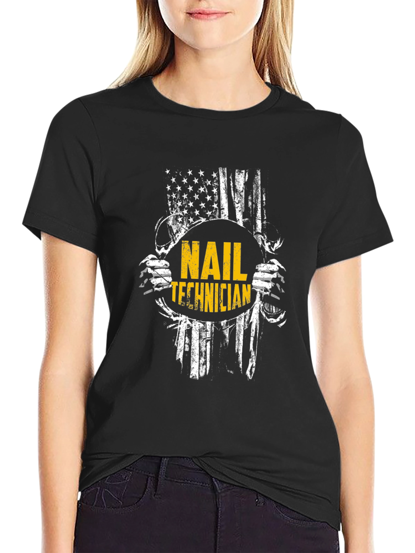 Nail Technician American Flag Graphic T-Shirt