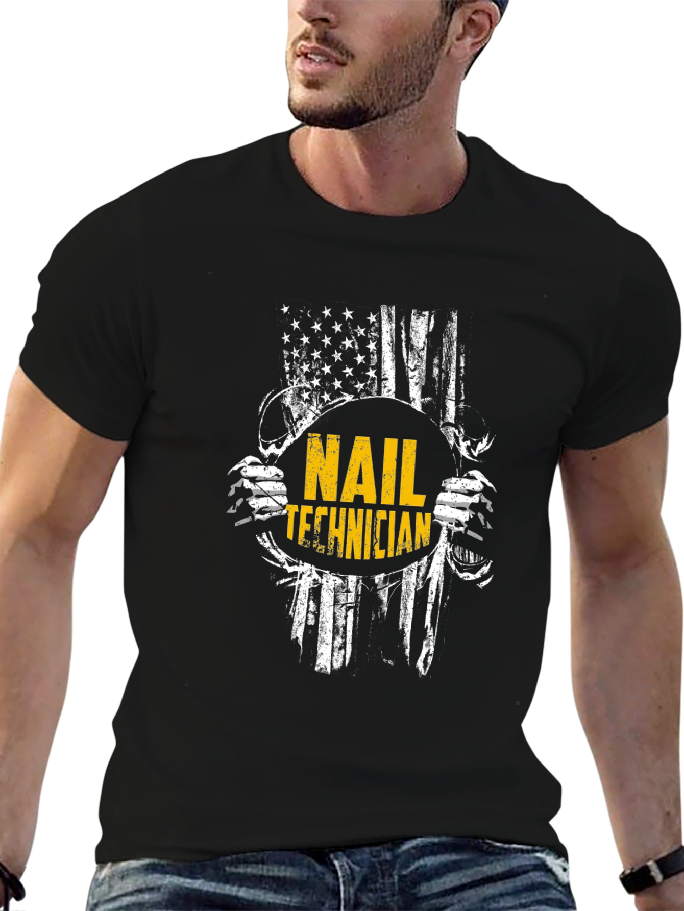 Nail Technician American Flag Graphic T-Shirt