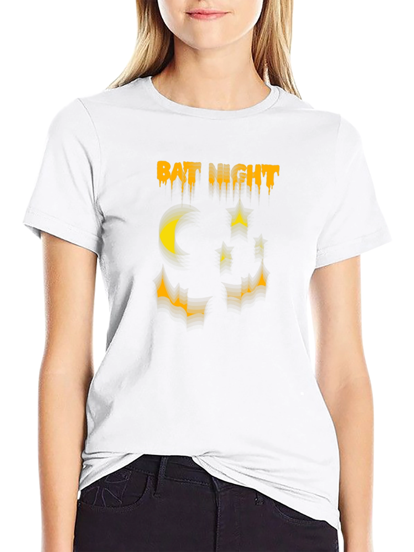 Bat Night Graphic Tee - Halloween Shirt
