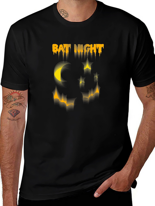 Bat Night Graphic Tee - Halloween Shirt