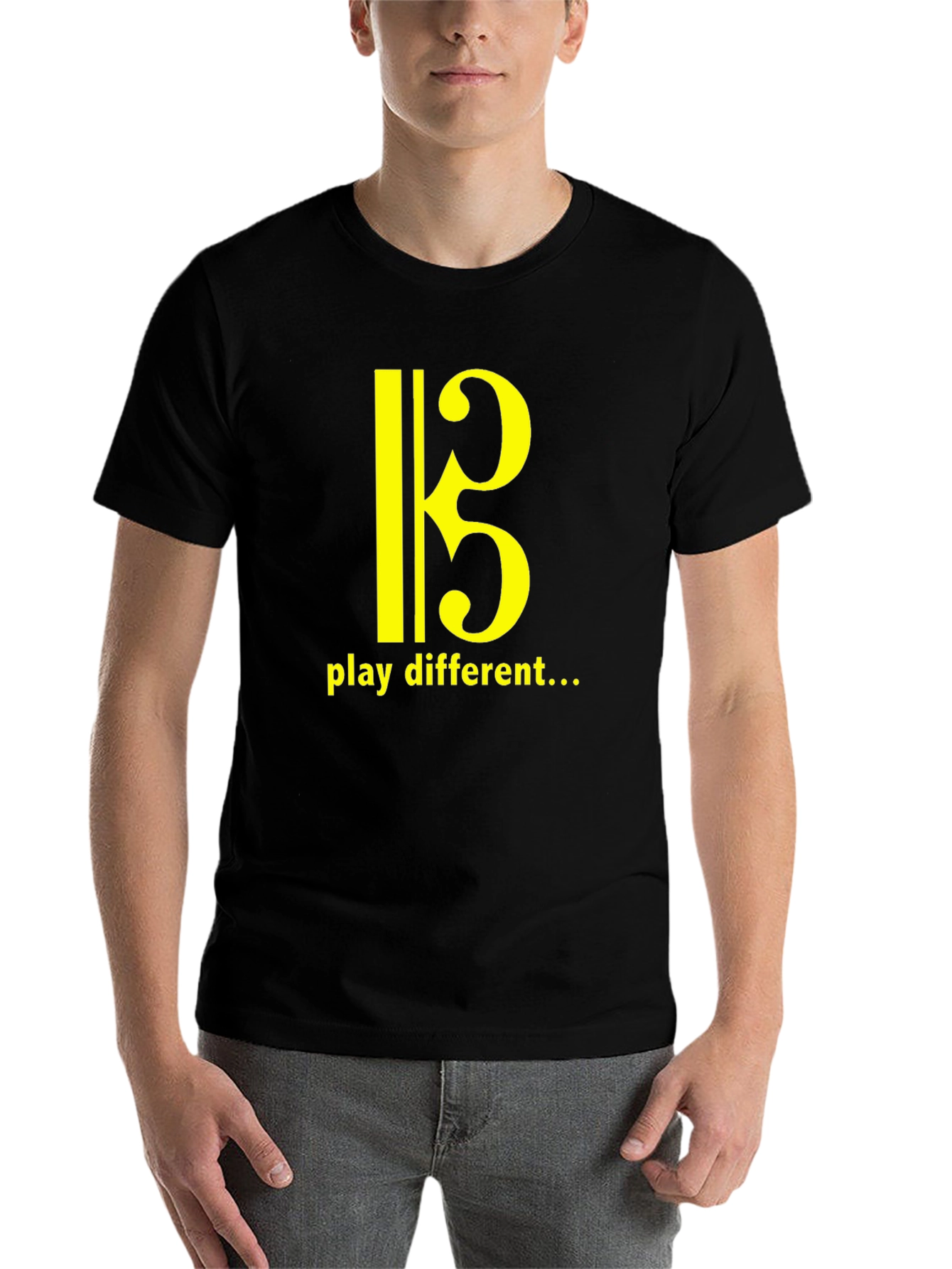 Play Different Music T-Shirt - Bass Clef Design