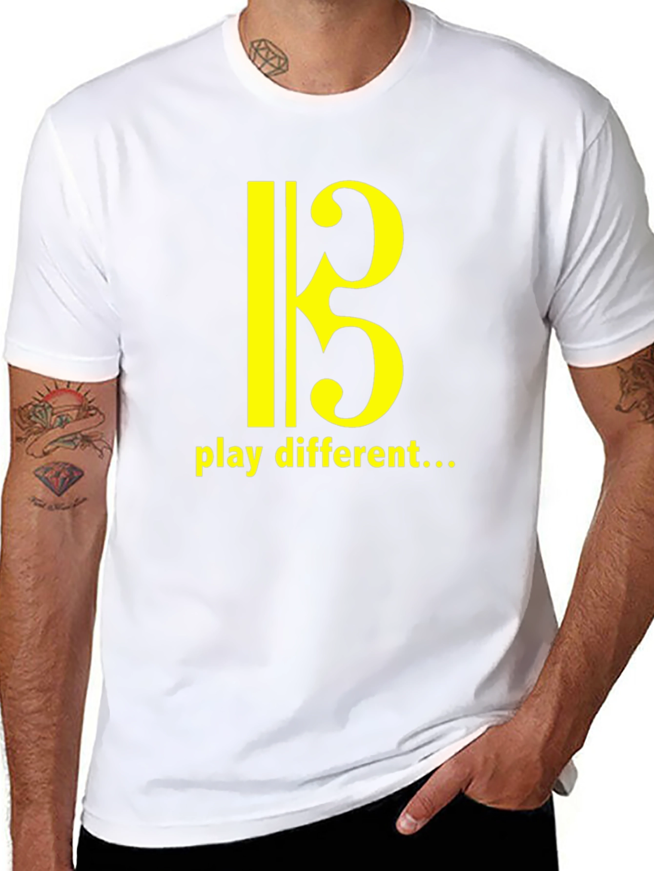 Play Different Music T-Shirt - Bass Clef Design