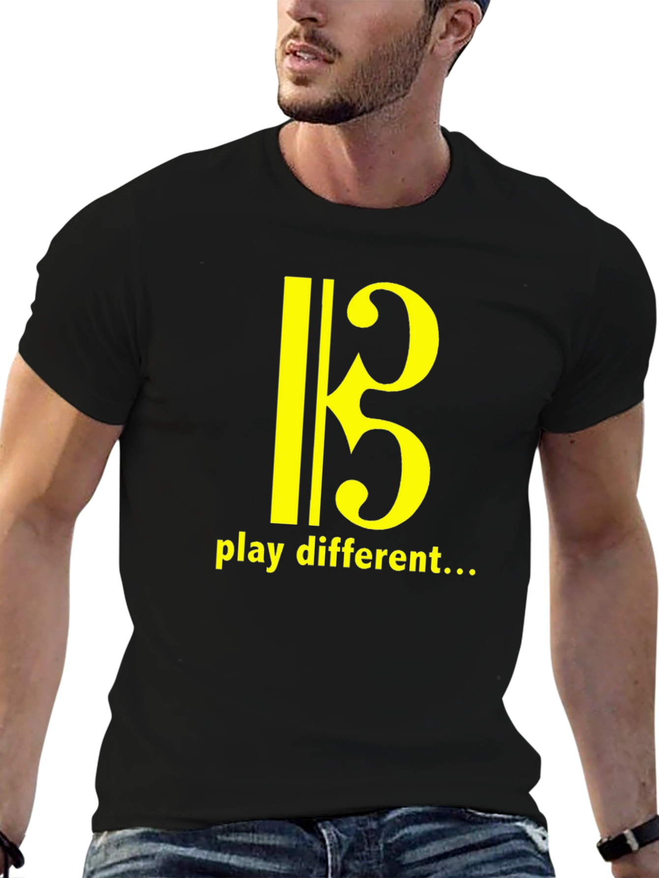 Play Different Music T-Shirt - Bass Clef Design