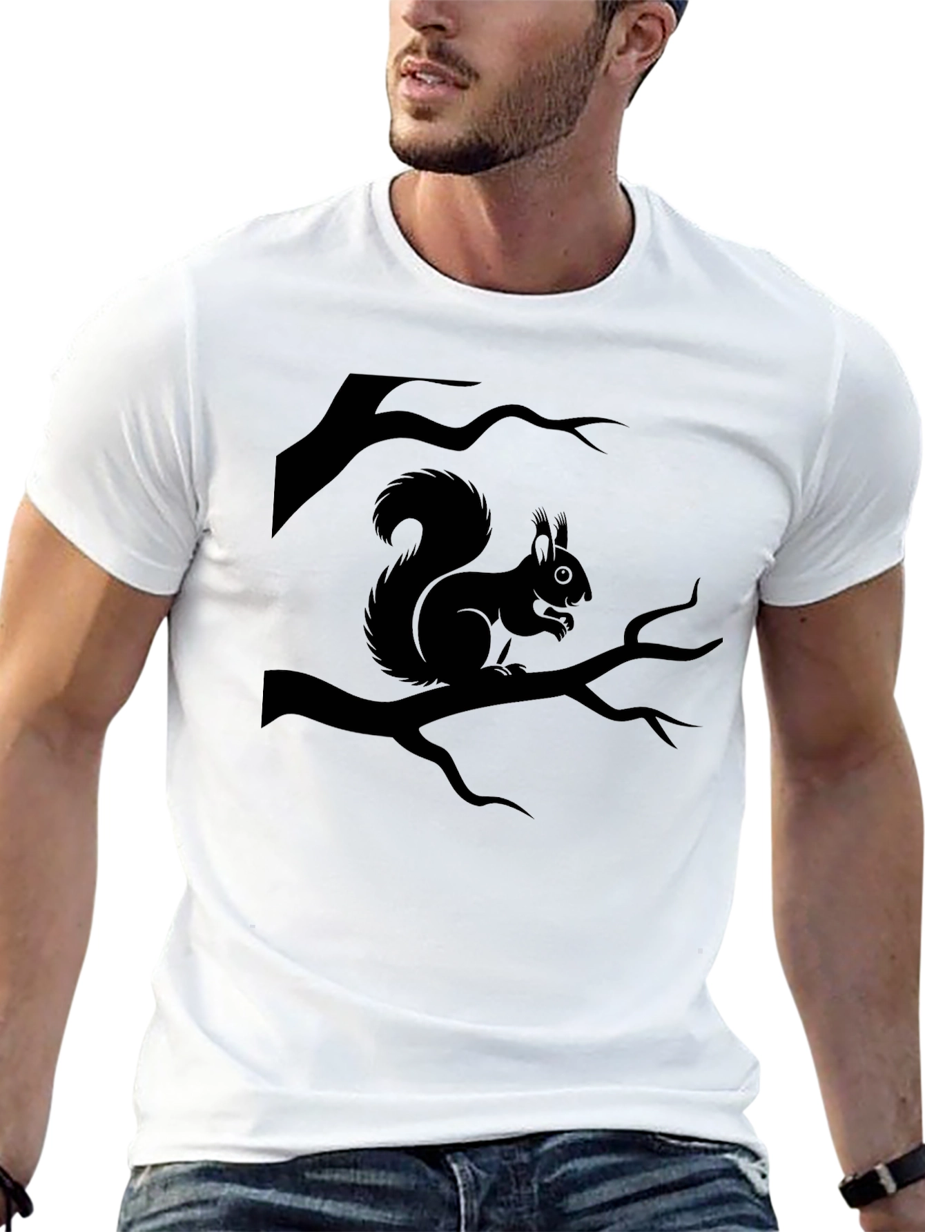 Black Squirrel Tree Branch Graphic Tee