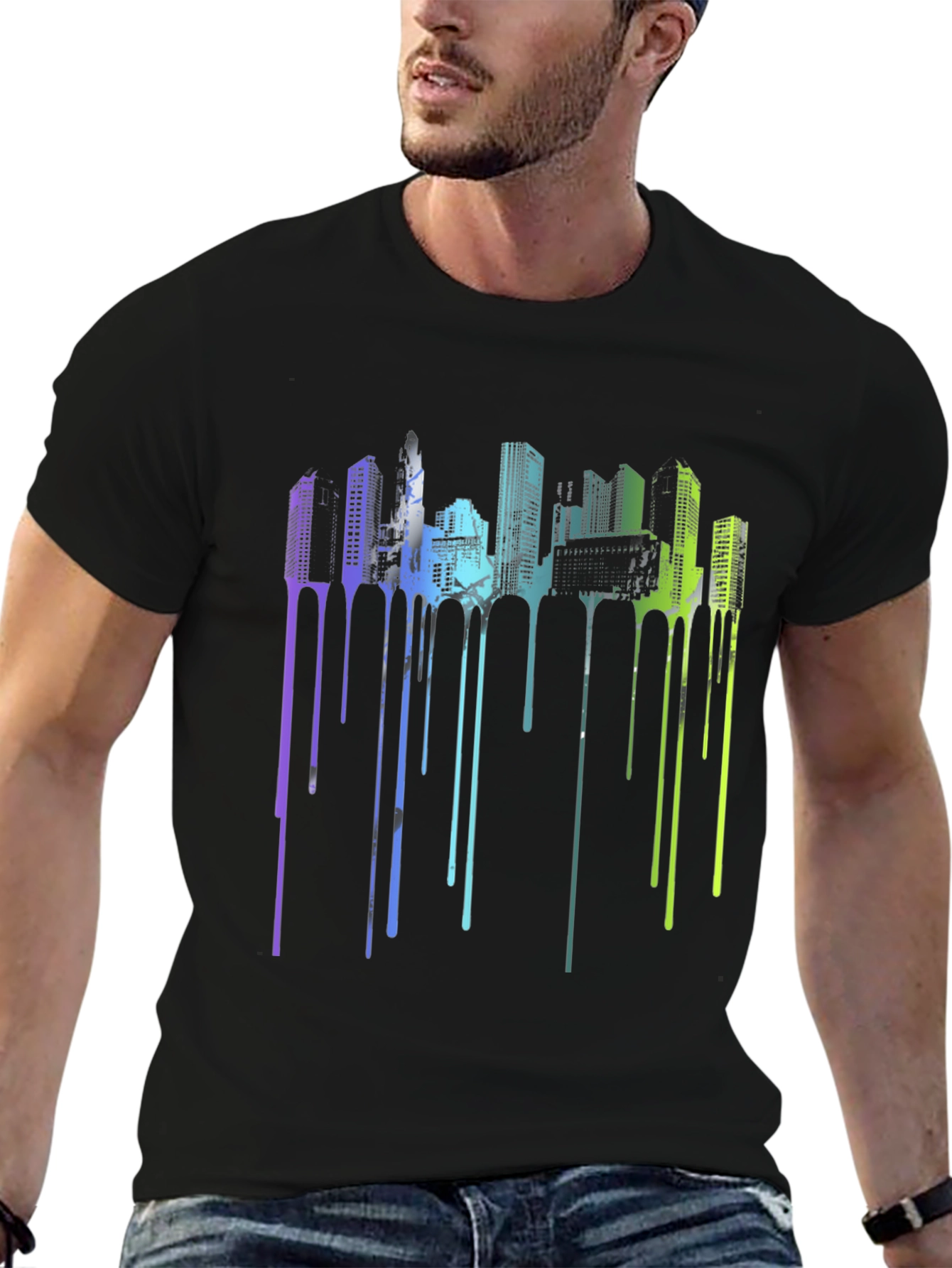 Abstract Cityscape Drip Tee