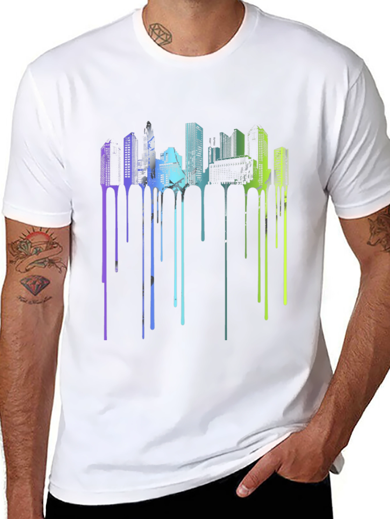 Abstract Cityscape Drip Tee