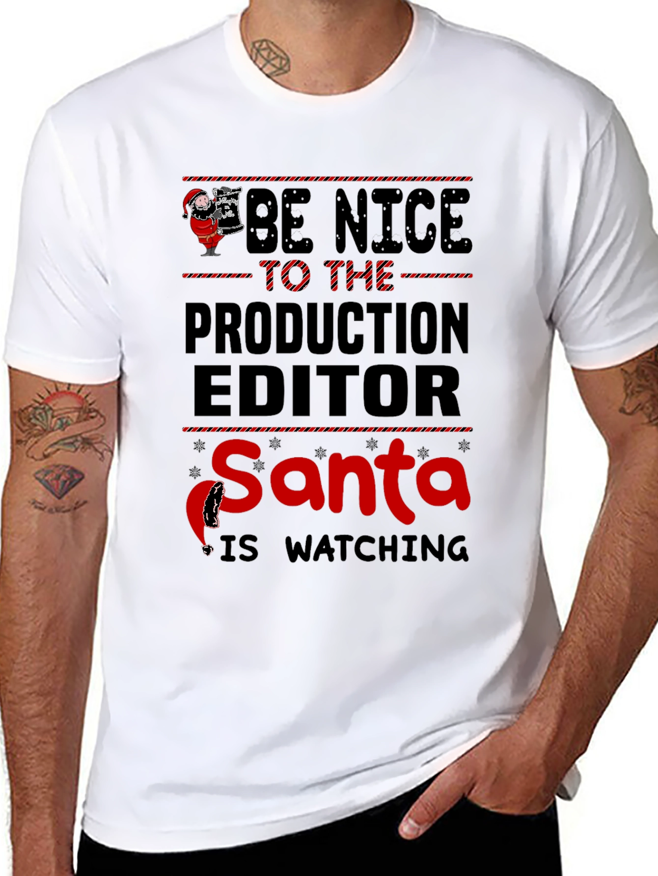 Production Editor Santa Watching Graphic Tee