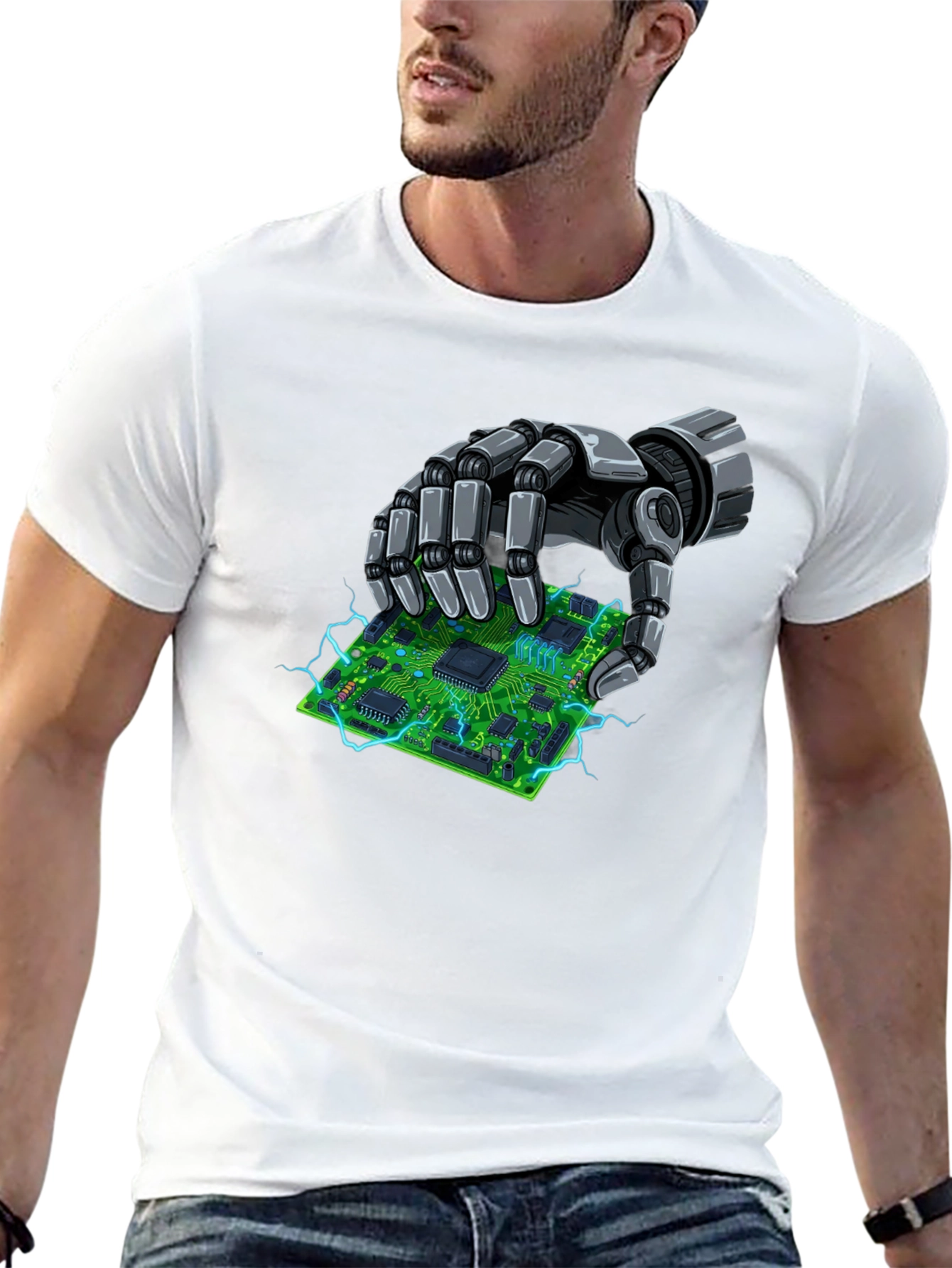 Robotic Hand Holding Circuit Board T-Shirt
