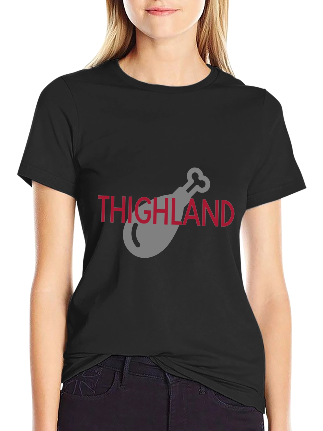 Thighland Chicken Leg Graphic Black T-Shirt