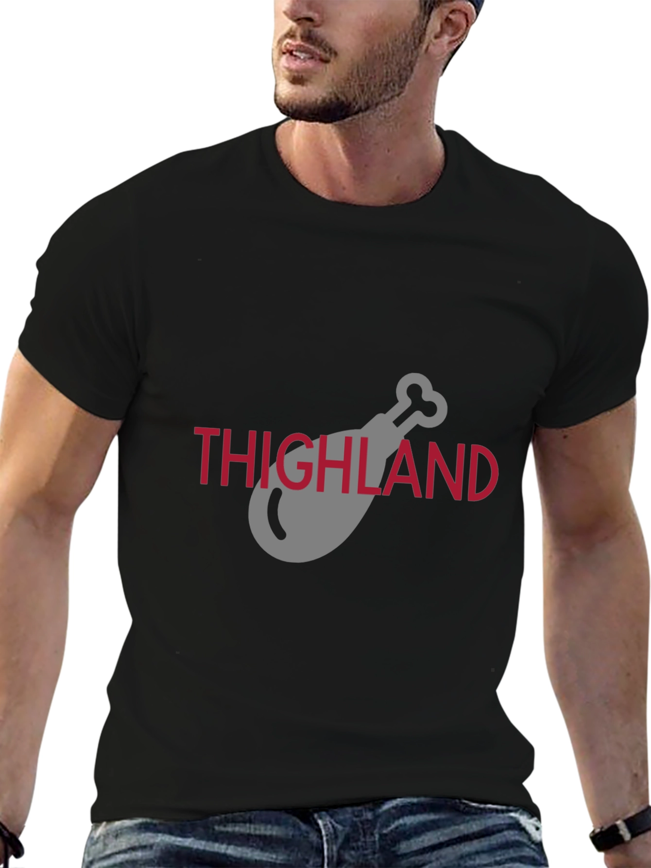 Thighland Chicken Leg Graphic Black T-Shirt