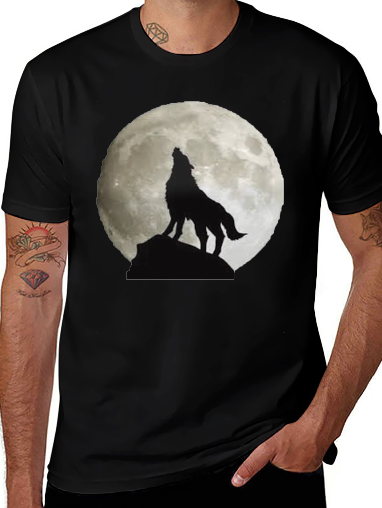 Wolf Moon Graphic Tee - Mens Black T-Shirt