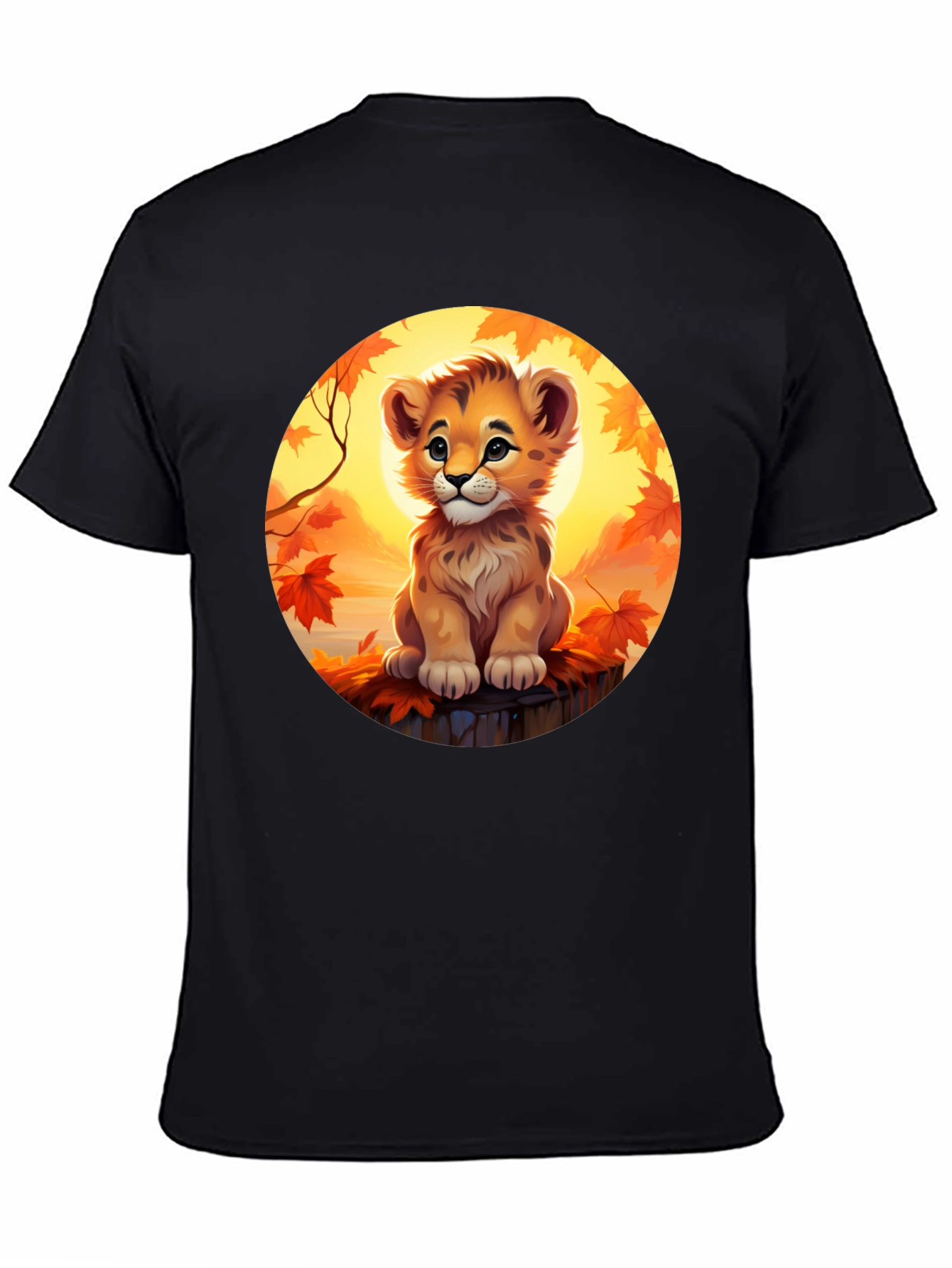 Cute Lion Cub Graphic Tee - Cozy Fall Design