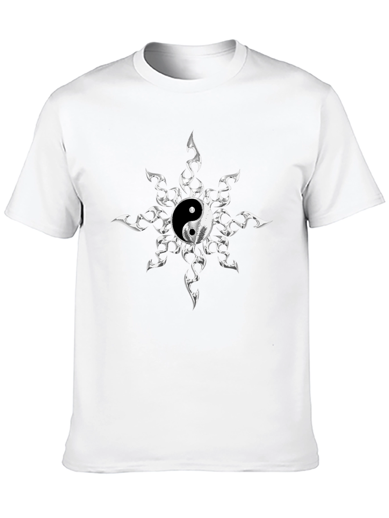 Yin Yang Sunburst Graphic Tee - Black Cotton Blend